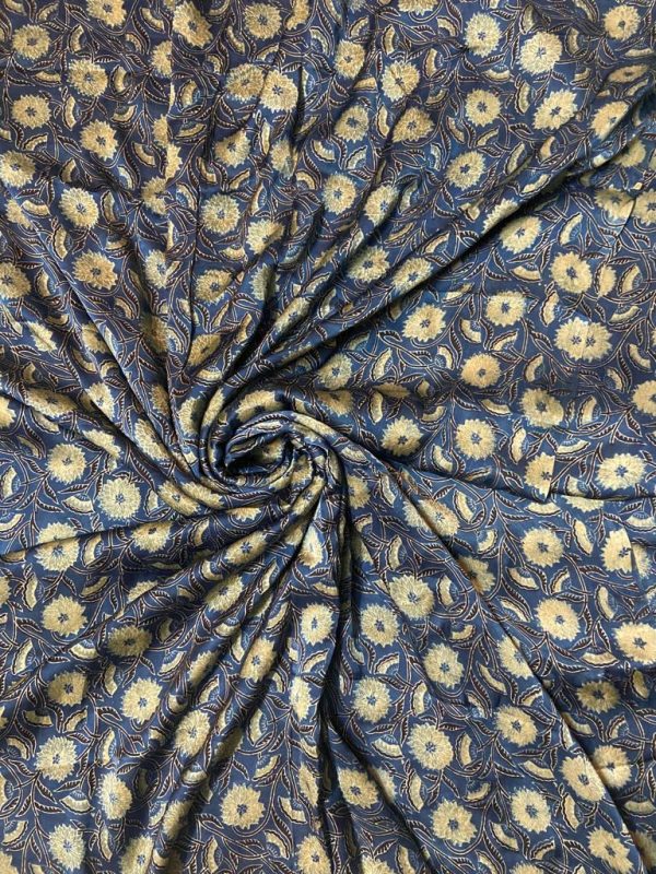 Indigo Floral ajrakh handblocked fabric
